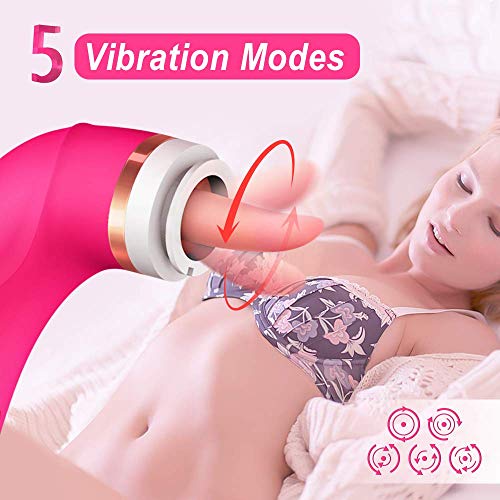 2 in 1 Sucking Licking Tongue Vibrator with 8 Strong Modes and 5 Licking Stimulators