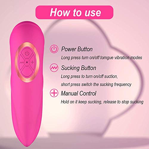 2 in 1 Sucking Licking Tongue Vibrator with 8 Strong Modes and 5 Licking Stimulators