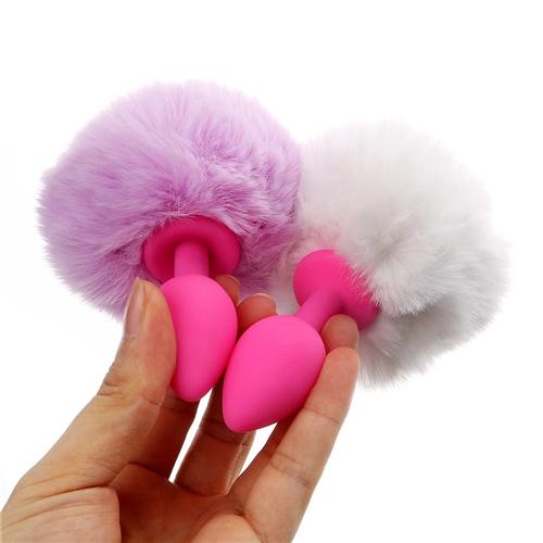 Rabbit Tail Butt Plug_ Light Purple&Pink